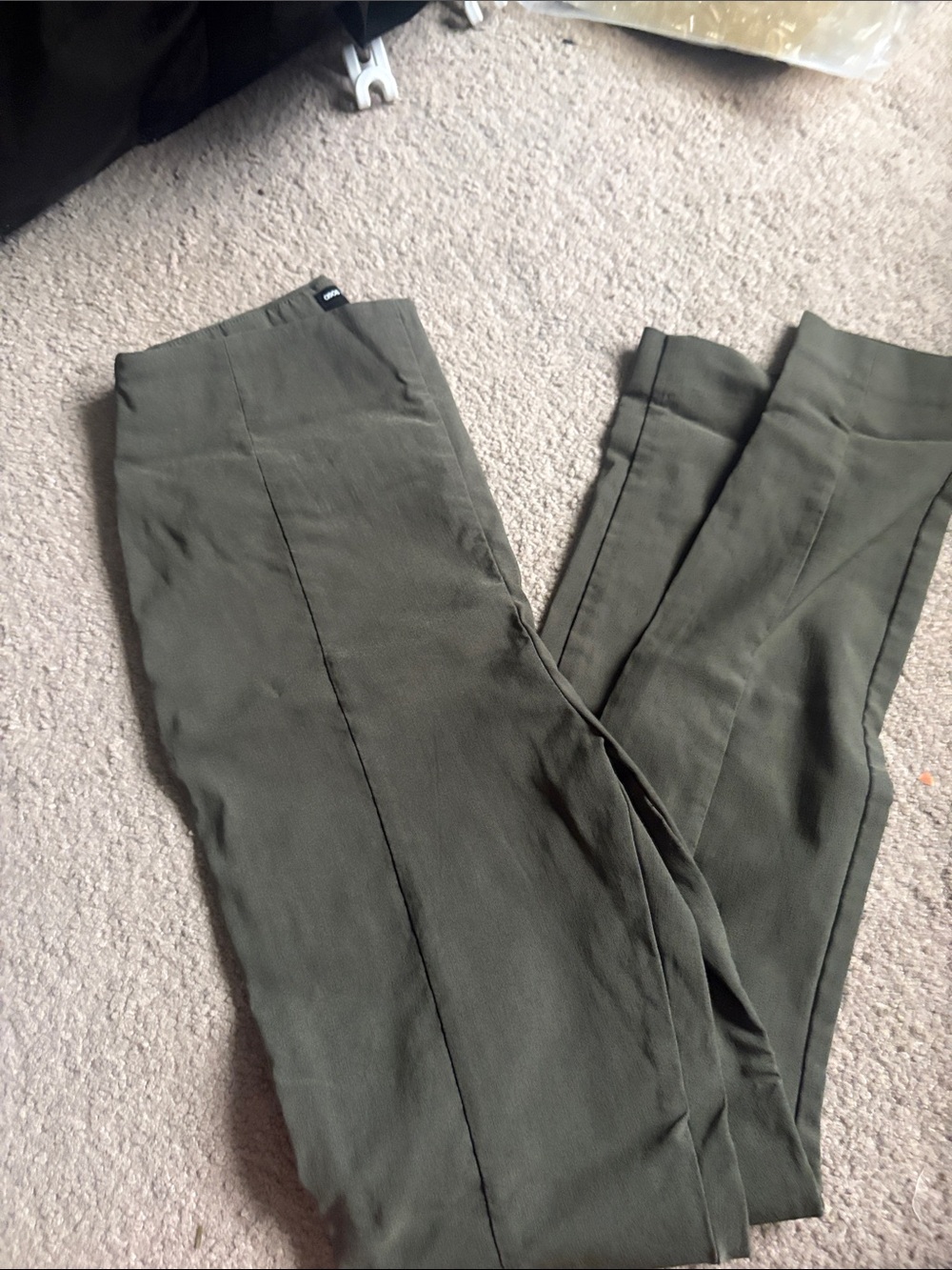 Olive Green Slim Dress Pants